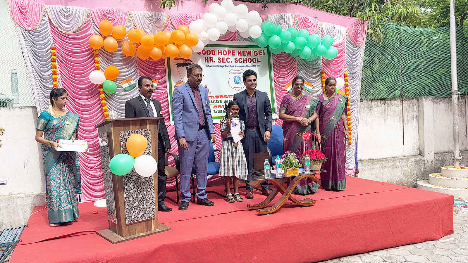 Kalyan Raj Bandaru at Good Hope New Gen Higher Secondary School's 80th Independence Day celebration in Arumbakkam, Chennai